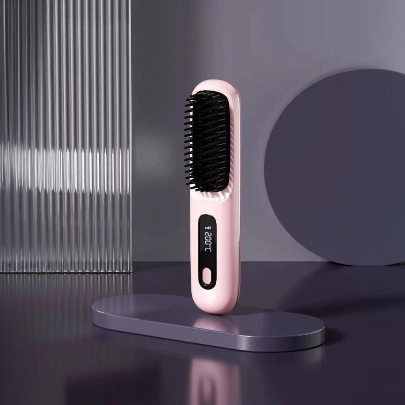 Negative Ion Cordless Hair Straightener Brush Anti-Scald Lightweight Fast Heating Hair Styler for Women Travel Gift