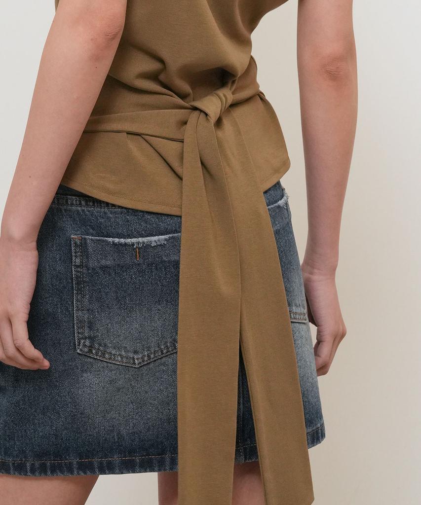 GENERALIDEA Asymmetrical Drape Strap T-Shirt [Brown] / Gf2Lts531