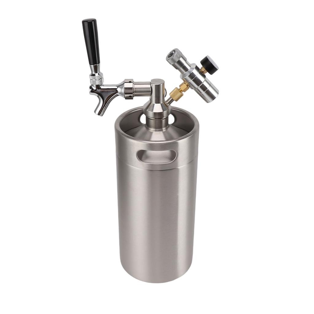 Minicheg de 3,6L din Oțel Inoxidabil cu Robinet, Manometru 150PSI, Presurizat, Bere Artizanală pentru Preparare Acasă