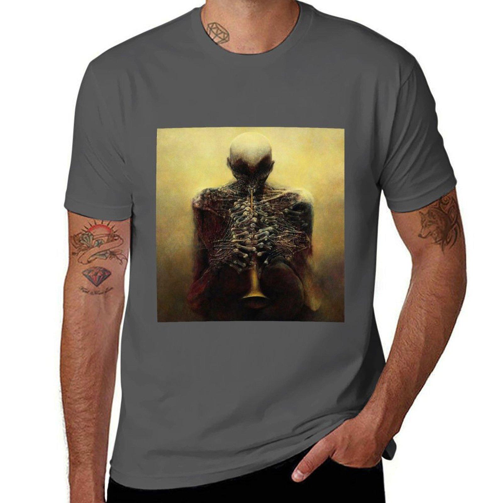 

Zdzisaw Beksinski art T-Shirt anime clothes heavyweights summer tops T-shirt men M