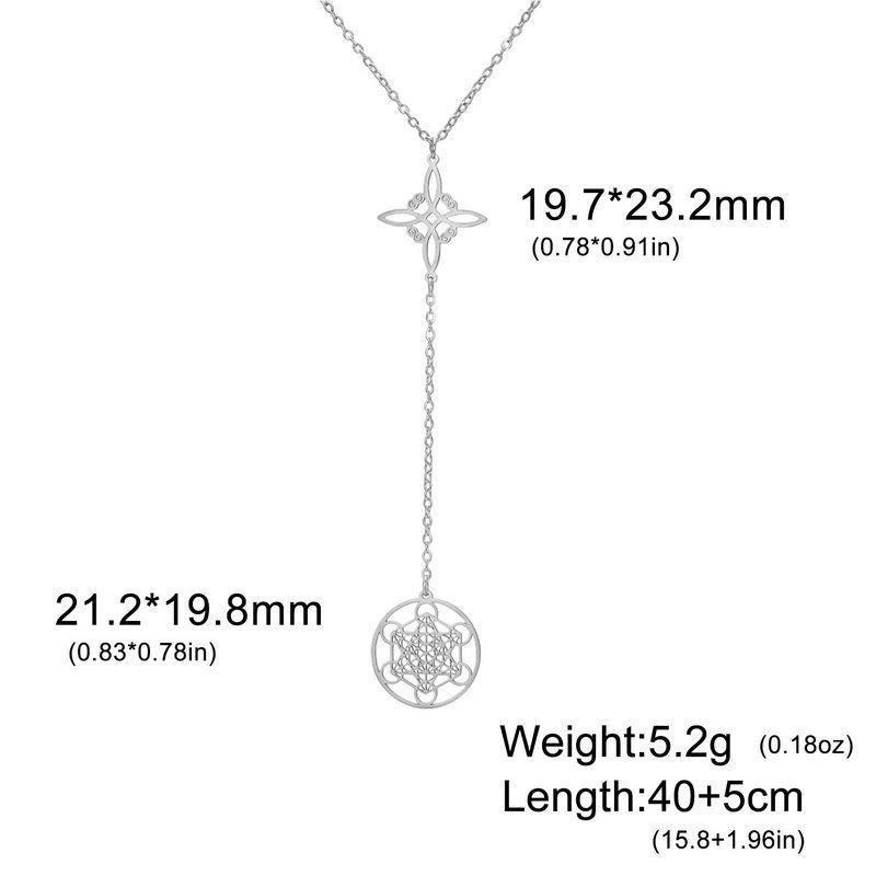 Stainless Steel Double Pendant Necklace with Witch Knot & Star