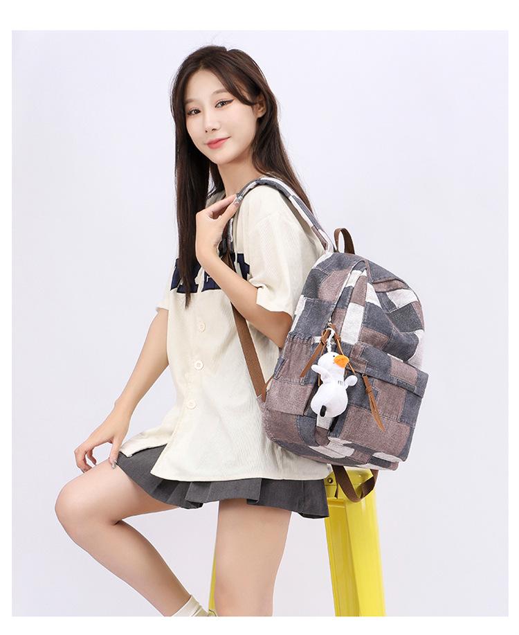 Women's Retro Plaid Large Capacity School Backpack - Japanese College Style