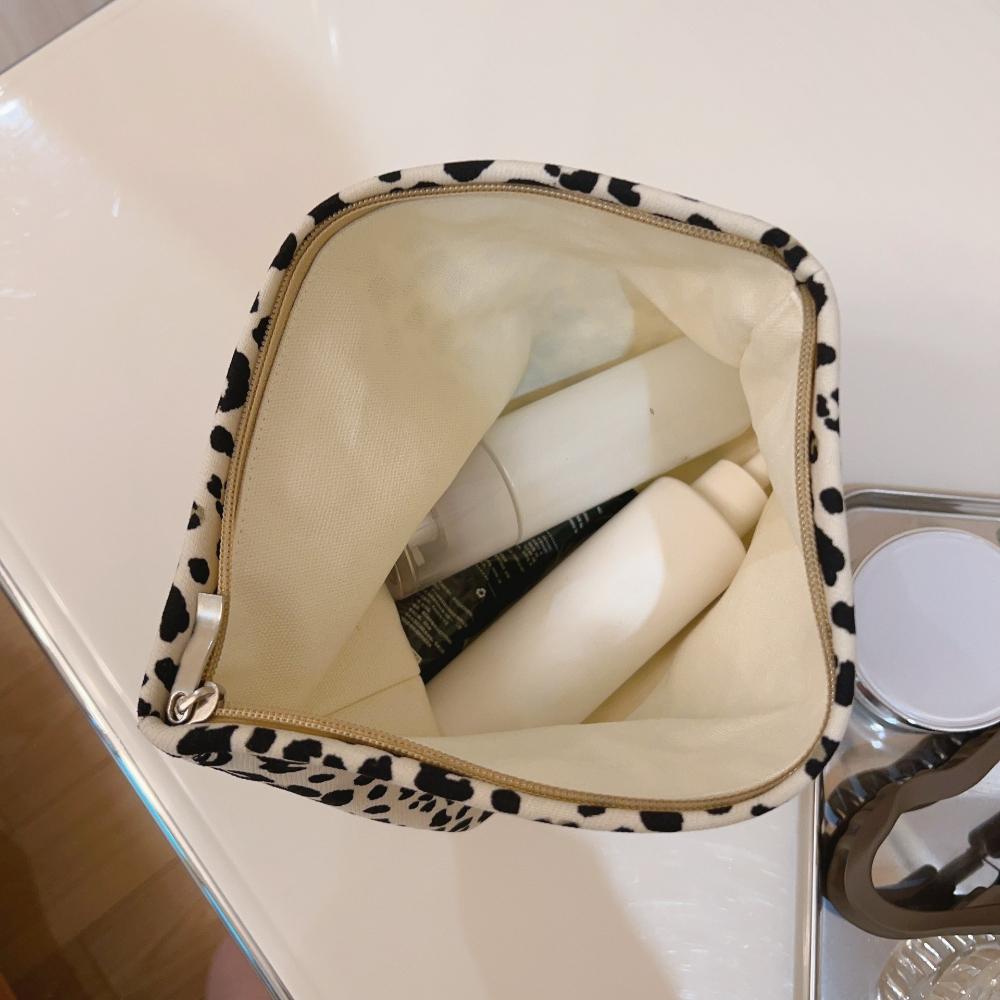 Large Leopard Cosmetic Bag Canvas Makeup Organizer Zipper Travel Beauty Case for Women