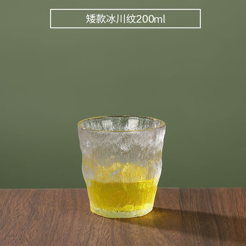 Glacier Glass Cup Ins Drinkware Coffee Beer Beverage Wine Cocktail Simple Transparent Glass Cup Home Kitchen Dining Bar Gift