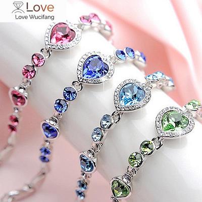 Selling Heart Crystal Zircon Crystal Bracelet For Women Party Wedding Jewelry Bangle Accessories