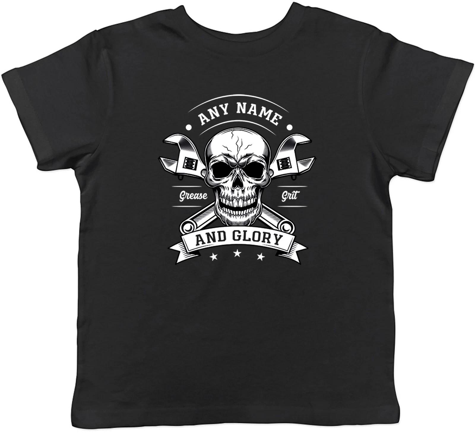 Personalised Grease Monkey Grit & Glory Kids T-Shirt Boys Girls Gift 130