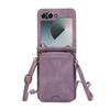 Leather Wallet Card Holder Case for Samsung Galaxy Z Flip 7 6 5 4 3 ZFlip Flip6 Flip5 Flip7 with Crossbody Lanyard Bag Cover