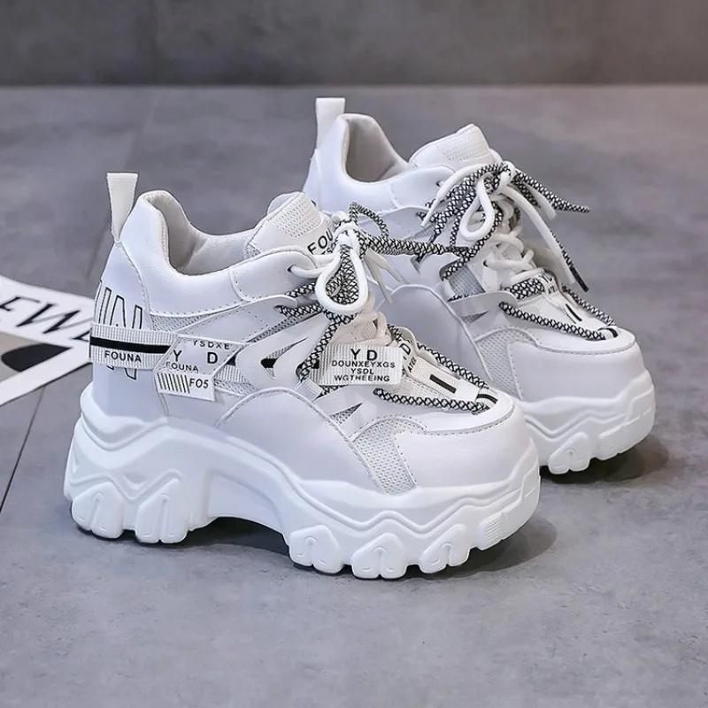 Fashion Women Platform Sneaker Breathable Mesh Shoes 2025 New Summer Chunky Sneakers Wedges Hidden Heels Hollow Leisure Shoes for Woman