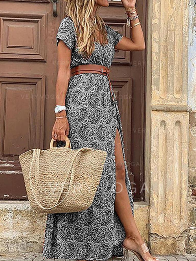 Women's Dresses Bohemian V-Neck Floral Sundress women's fashion,vintage,bohemian style,floral print,v neck dress,