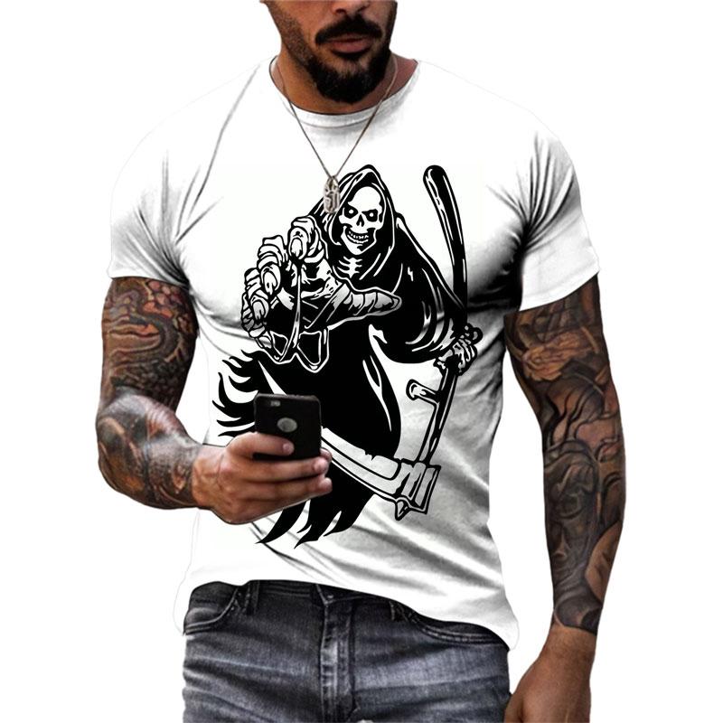 Evropa a Amerika Móda Cool vzor lebky Pánské tričko Léto Ležérní Teror trička s grafikou 3D tištěná osobnost Trička Topy