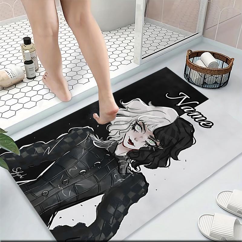 Custom Name Unicorn Pink Flowers Carpet Rug Customizable Soft Washable Anti-Slip Home Living Room Sofa Mats Personalized Rug. 0909122