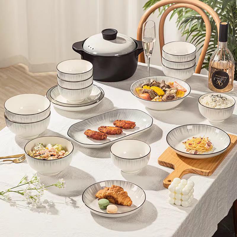 Zhishi 57-Piece Underglaze Ceramic Dinnerware Set
