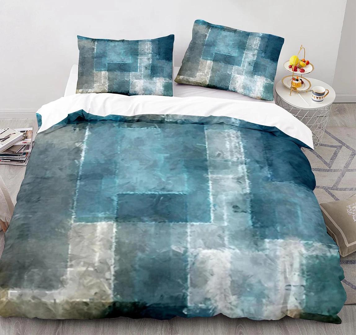 

Striped Plaid Patchwork Print Duvet Cover Queen King Size Green Blue Black Soft Single Bedding Set For Teens 3 Pcs EU Single(135*200cm)3pcs
