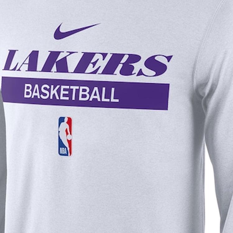 Nike Logo Print Basketball Crew Neck Long Sleeve T-Shirt Men Tops White DR6523-100