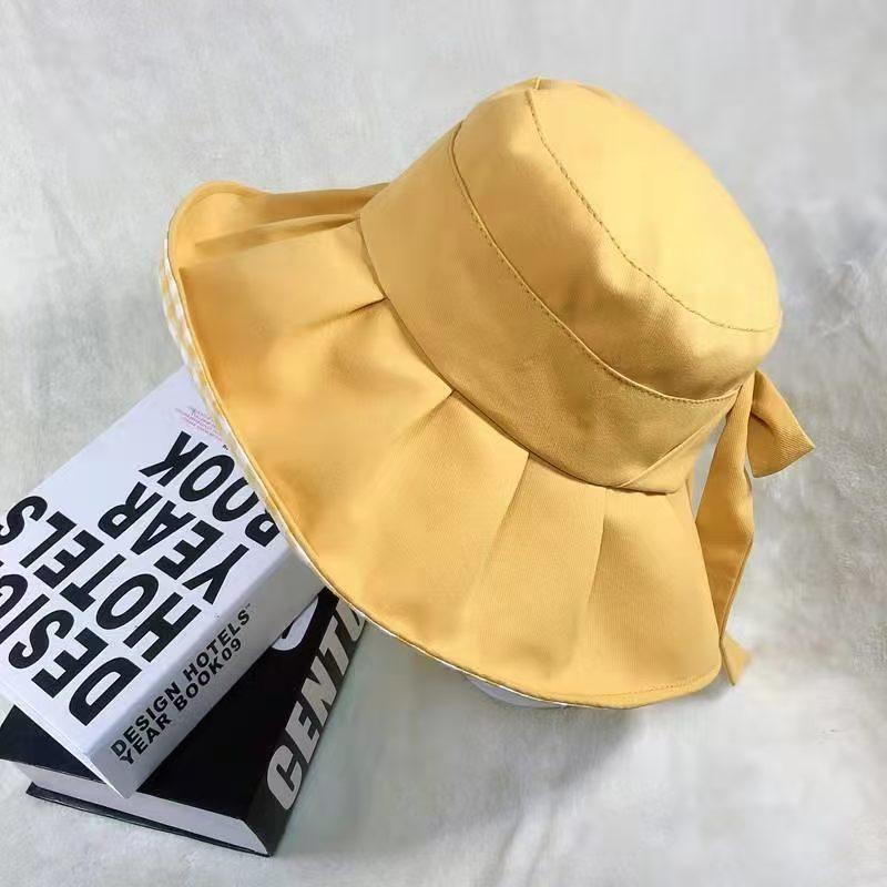 Summer sunshade sunscreen bow brim bucket hat women