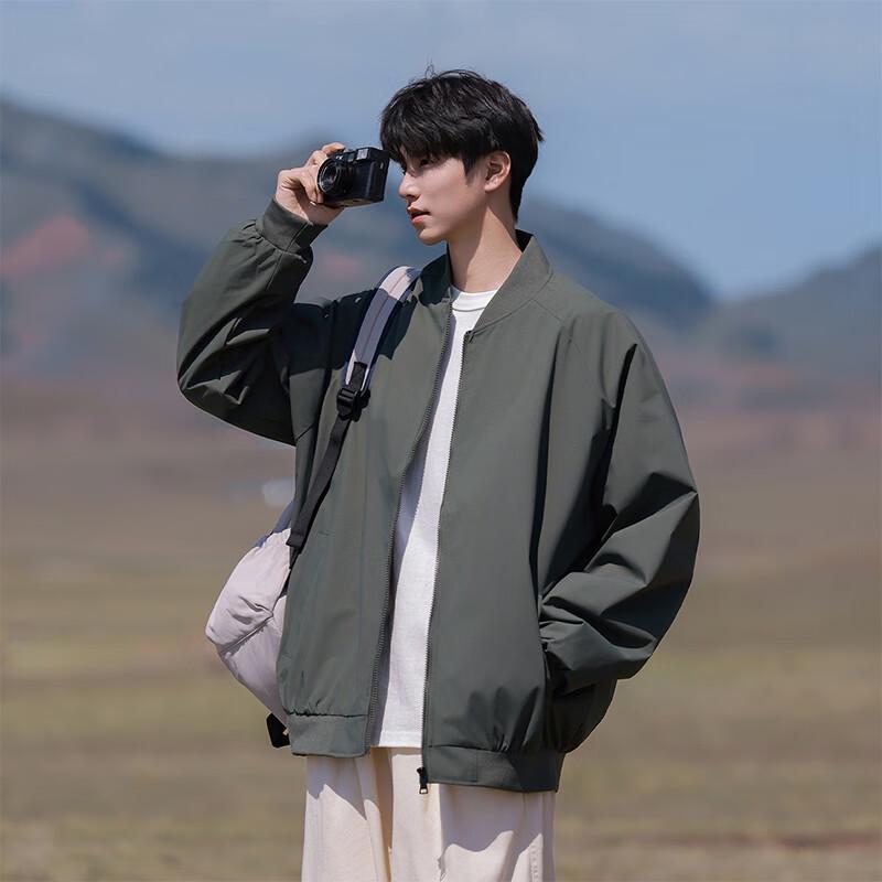 VUUG Men's Japanese Retro Casual Loose Baseball Jacket