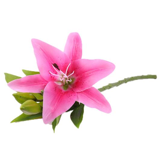 Artificial Flower Weather-resistant Non-fading No Withering No-Watering Easy Maintenance 3D Printing 3 Heads Artificial Lily Flower Home Decor