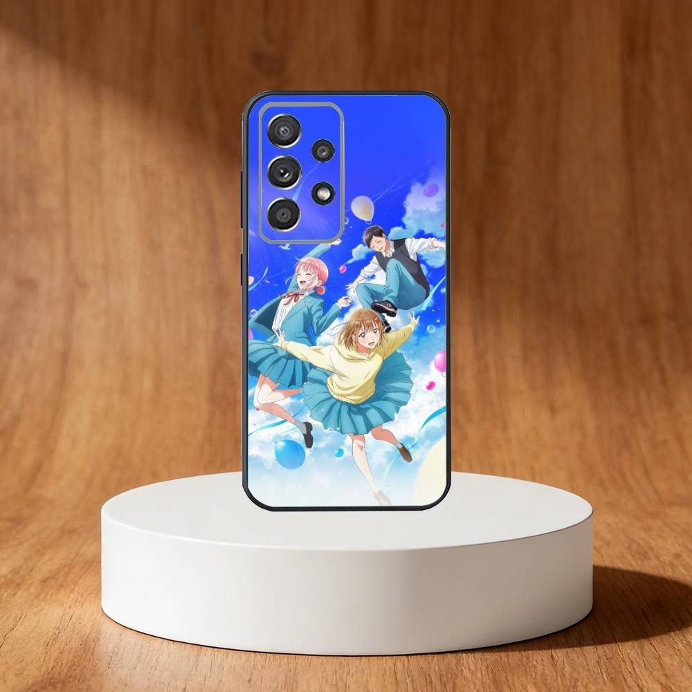Blue Box Anime Cute Phone Case For Samsung S25,S24,S21,S22,S23,S30,Ultra,S20,Plus,Fe,Note,10,9,5G Black Cover
