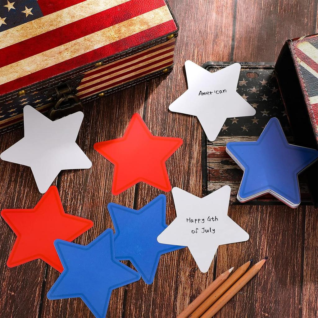 Geyee 108 Pcs Patriotic Star Cutouts 4th of July Independence Day Accents for DIY Bulletin Board Red White and Blue Star Cutouts for Kids Patriotic