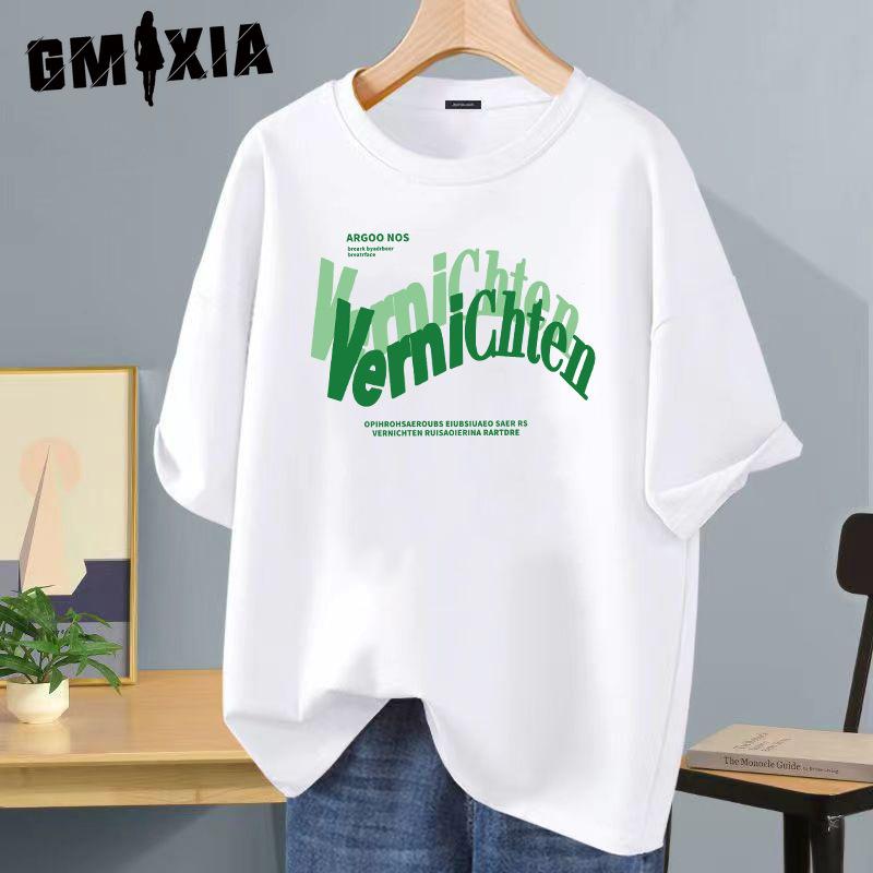 

GMXIA Хлопковая футболка с коротким рукавом Мужская модная свободная футболка с рукавом до локтя с принтом Сочувственная футболка XXXXXL слоновая кость