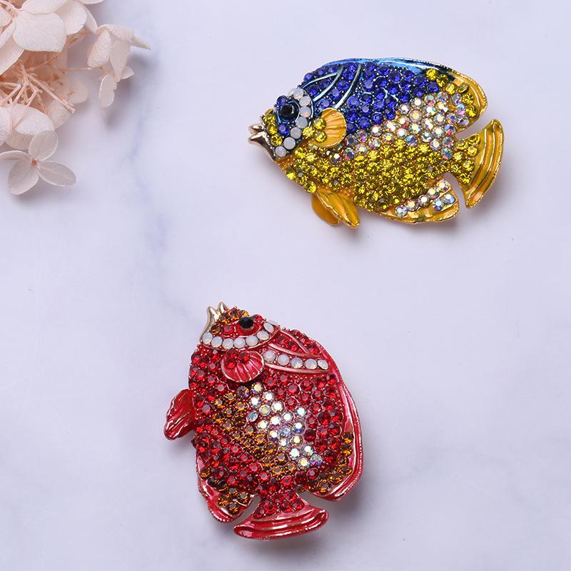 Popular Cartoon Animal Carp Alloy Rhinestone Pin Personalized High-End Jewelry Brooch Corsage