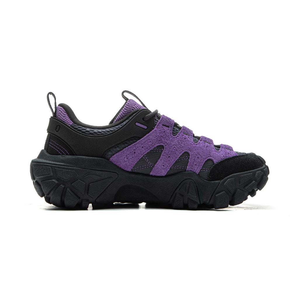 Li Ning Dune Retro Thick Sole Comfortable Shock Absorbing Non-Slip Wear-Resistant Breathable Low-Top Casual Shoes Women sneaker Black Purple AGCU436-2