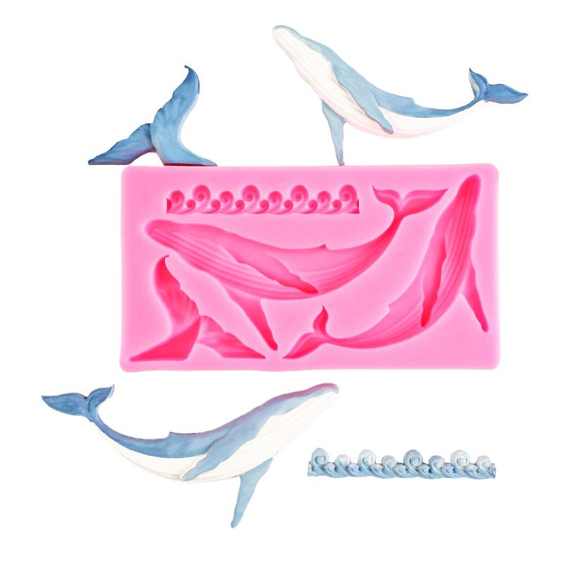 Whale Waves Silicone Mold Fondant Cake Decorating Tools Candy Chocolate Gumpaste Mould Sugarcraft Kitchen Baking Tool