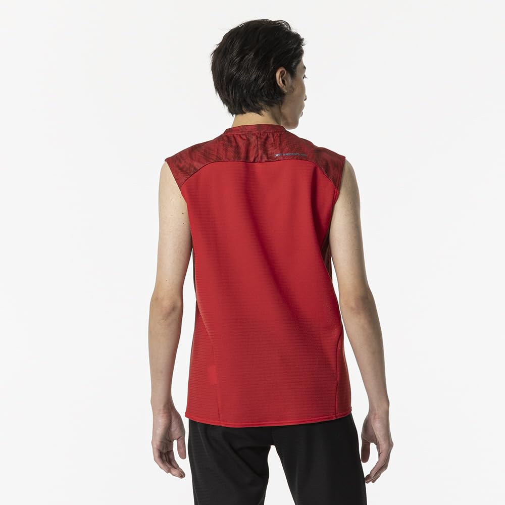 Mizuno Dry Aeroflow Cooler Training Tank Highly Breathable Salsa Size 32MAB003 Top, Shirt, Material, Sweat-Wicking, Quick-Drying, Unisex, Red, 2XL,