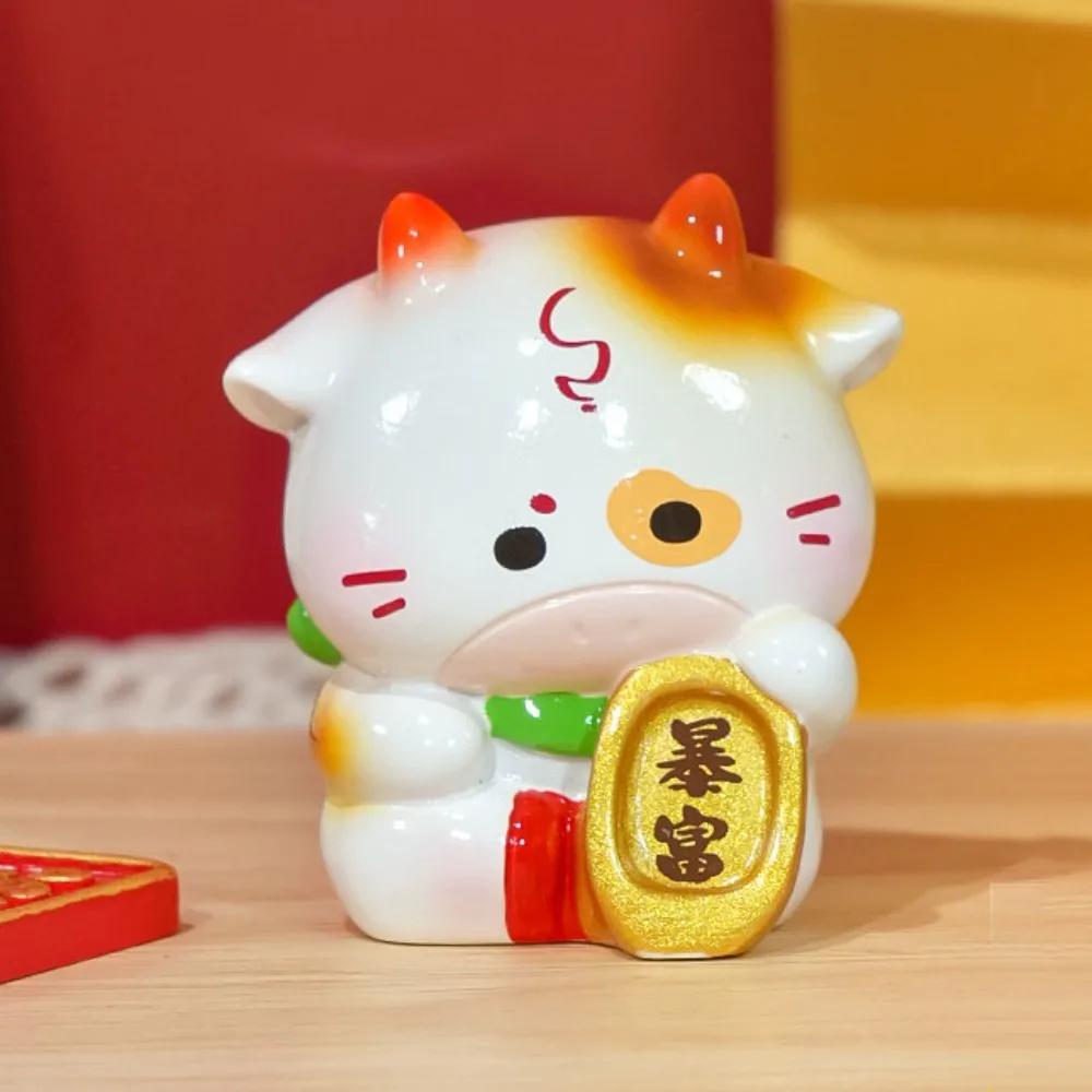 Chinese Style 2026 New Years Ornament Blessing Fortune Chinese Zodiac Figurines Exquisite Traditional Cute Resin Crafts