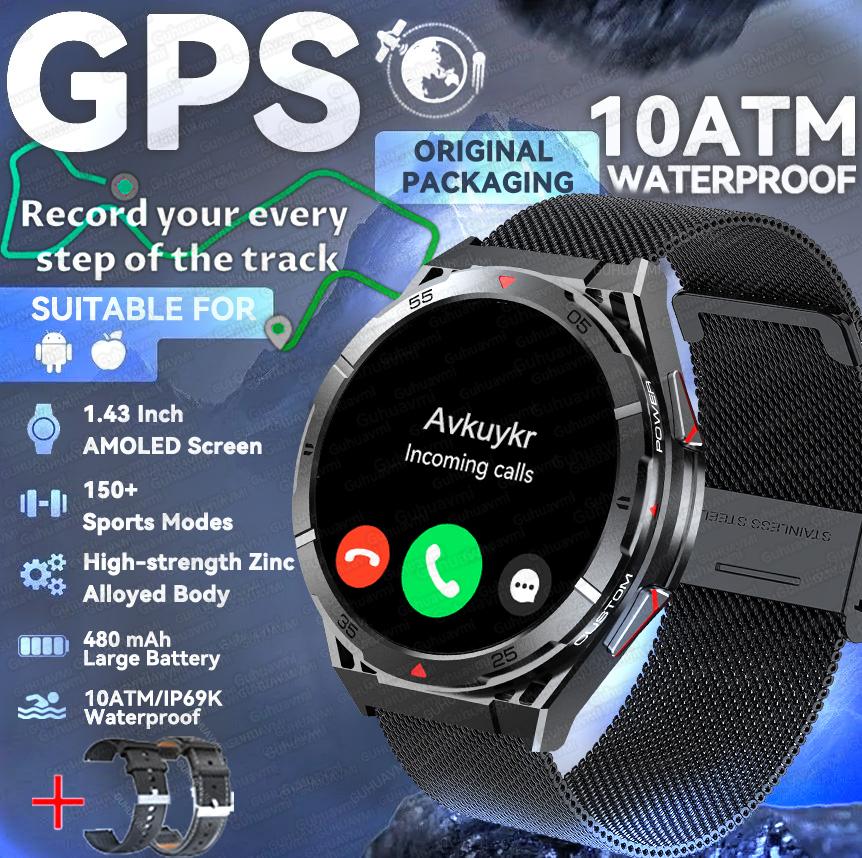 2025 Nuovo Smartwatch Sportivo GPS Uomo Schermo AMOLED HD 1,43 pollici Bussola Chiamata Bluetooth Frequenza Cardiaca Impermeabile smartwatch Per Android IOS