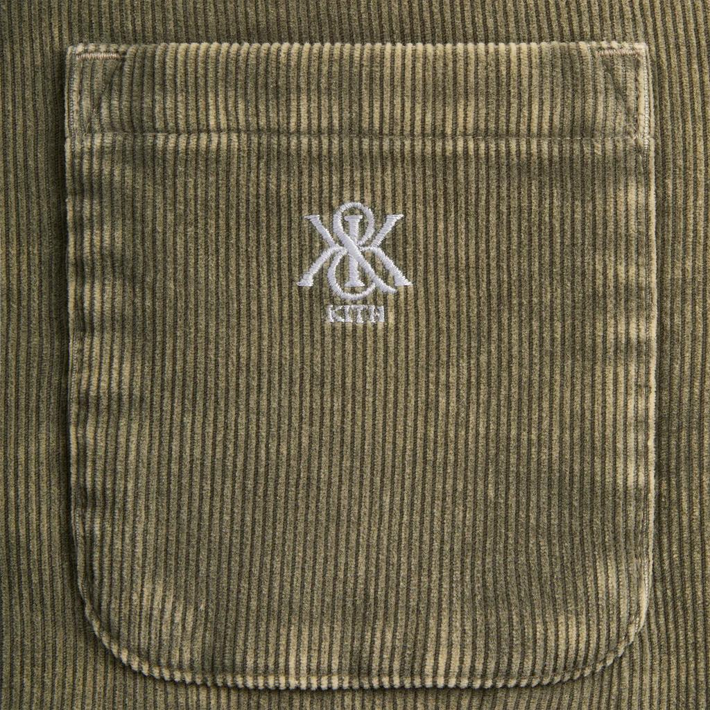 Kith FW24 Washed Corduroy Brixton Puffed Shirt Jacket Solid Color Single-Breasted Lapel Long Sleeve Jacket Men jackets Green KHM010607-2004