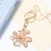 Keychain Pendant Imitation Pearls Rhinestones Inlaid Octopus Shape Key Chain with Lobster Clasp Bag Charm Backpack Accessory