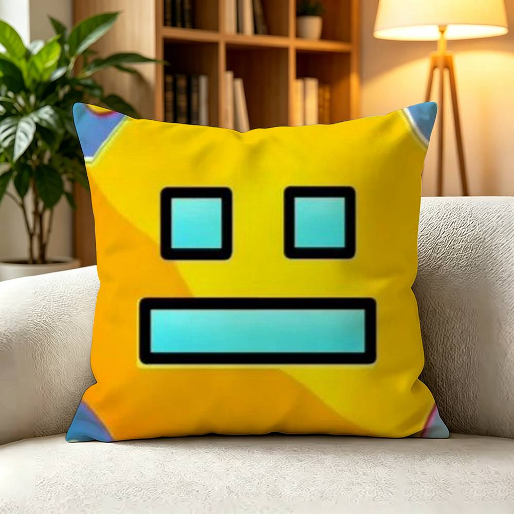 GGeometry Dash Lite Rhythm Game Square DoubleSided Printed Pillow Case Bedroom Bedside Pillow Sofa Cushion Cover