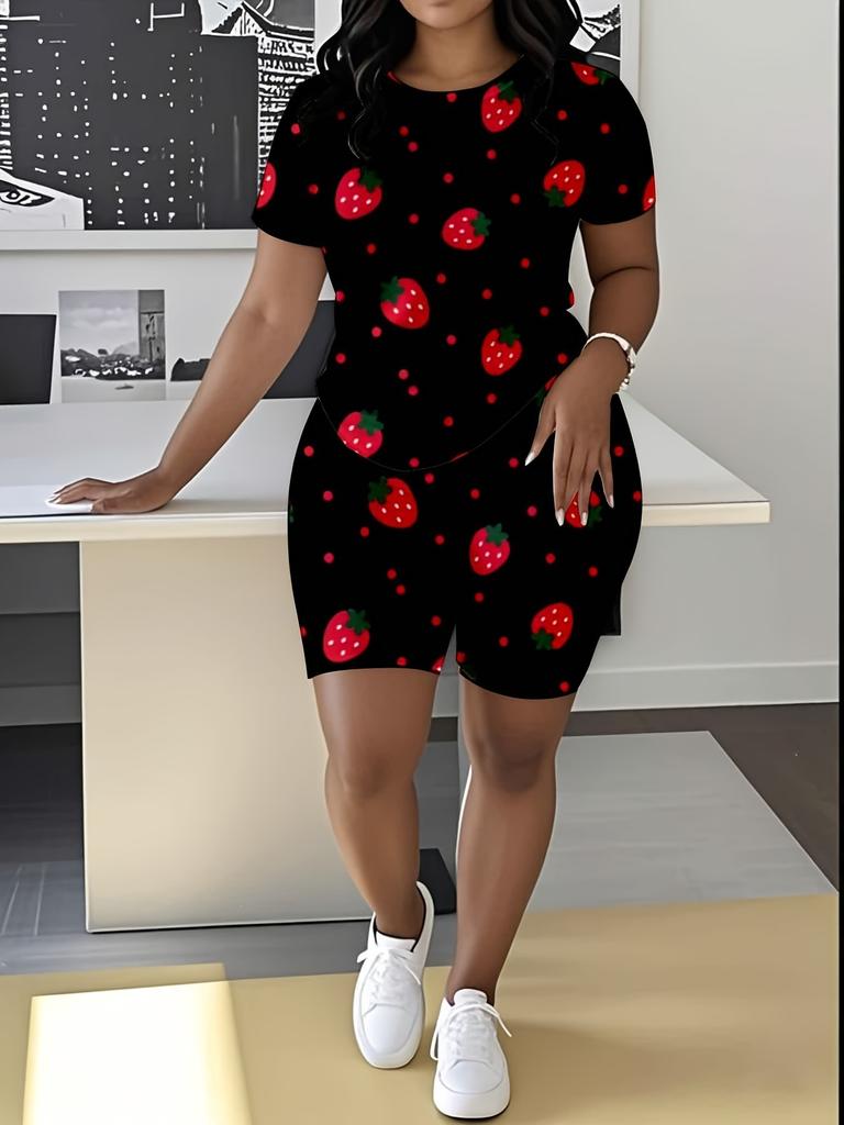 Butterfly Ladies Casual Suit Short Sleeve Shorts 1D Digital Flower Printing Fashion T-Shirt Two-piece Set
