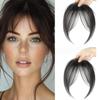 2 Pezzi Clip in Capelli Umani Frangia Francese Estensione, Frangia Finta con Ciocche Laterali, Estensioni per Capelli Frangia per Donne, Attaccatura dei Capelli Invisibile sulla Fronte