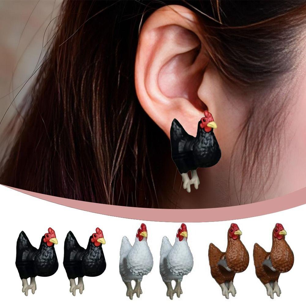 Farm Animal Jewelry Hand Painted Chicken Earrings Elegant Retro Earrings Funny Gifts