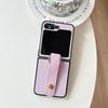 Applicable To Samsung Zflip6 Folding Leather Phone Case Findn3Flip Wristband Flip Xflip Solid Color Hard Case