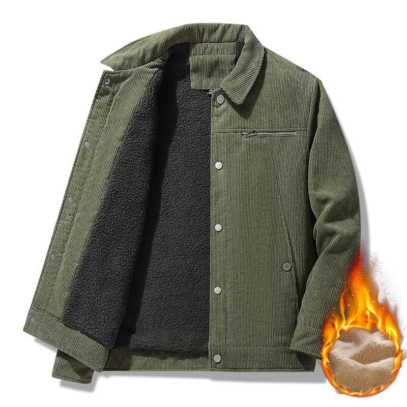 Men's Cotton Padded Jacket Men Fleece Thickened Wool Winter Coat Windproof Warm