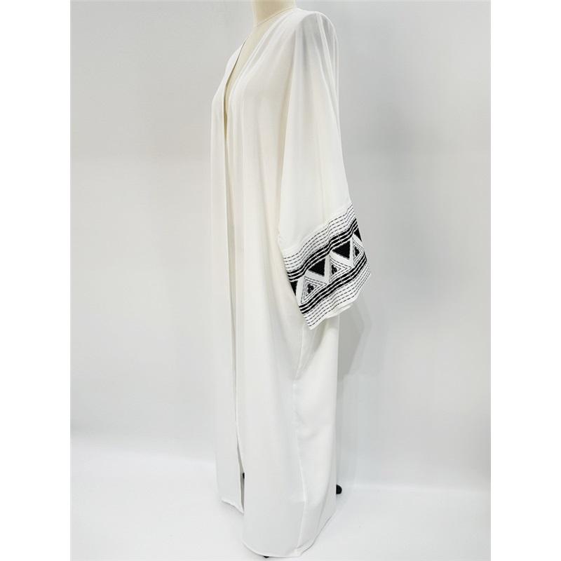 Women's Muslim Cardigan Embroidered Outer Drape Bat Sleeve Dress Embroidered Simple Long Skirt
