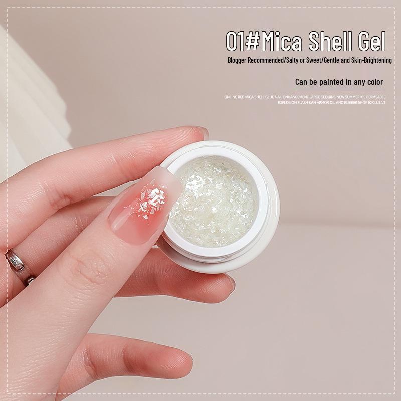 

Лето 2023 Японский Мика Шелл Глиттер Гель-лак для ногтей - 4 цвета, Салонный Специальный