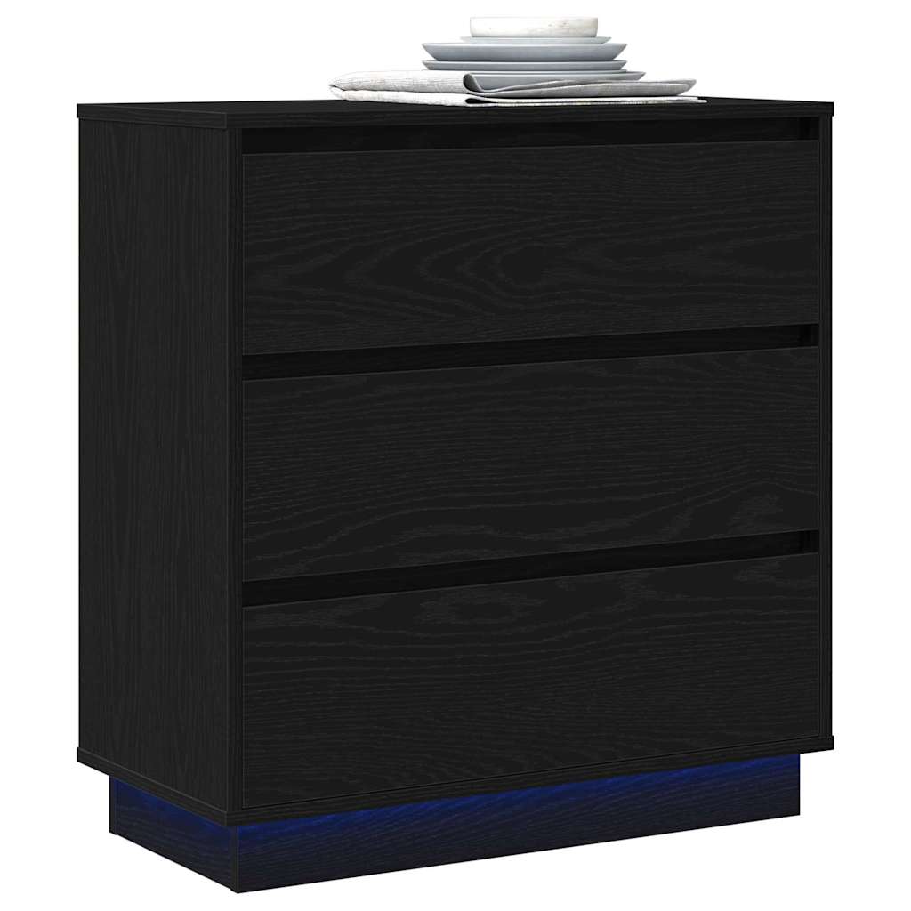 Nightstand Black Oak Look 71 x 34.5 x 75 cm Engineered Wood