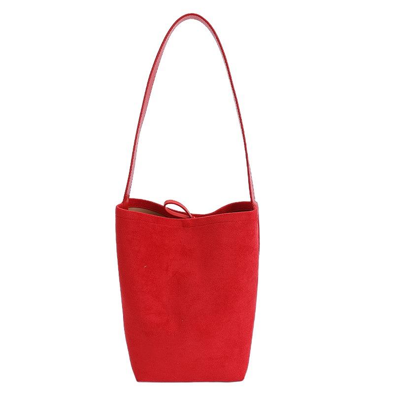 Summer New Retro Solid Color Large-capacity Bucket Bag Women's Simple Fashion Versatile Underarm Shoulder Bag