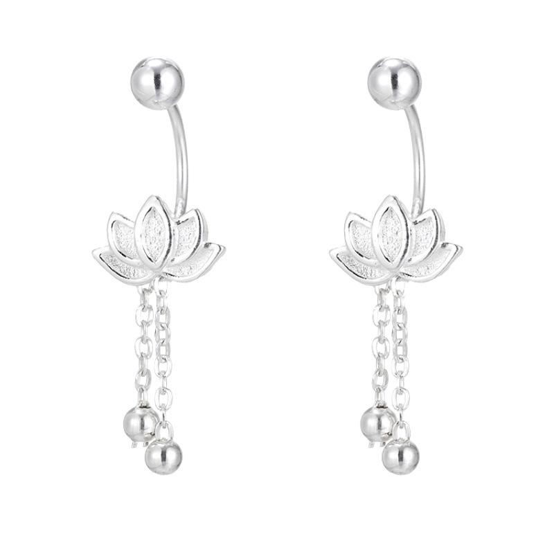 Lotus Stud Earrings: Women's Luxury Tassel Design, High-End Fashion, New Chinese Style Jewelry.