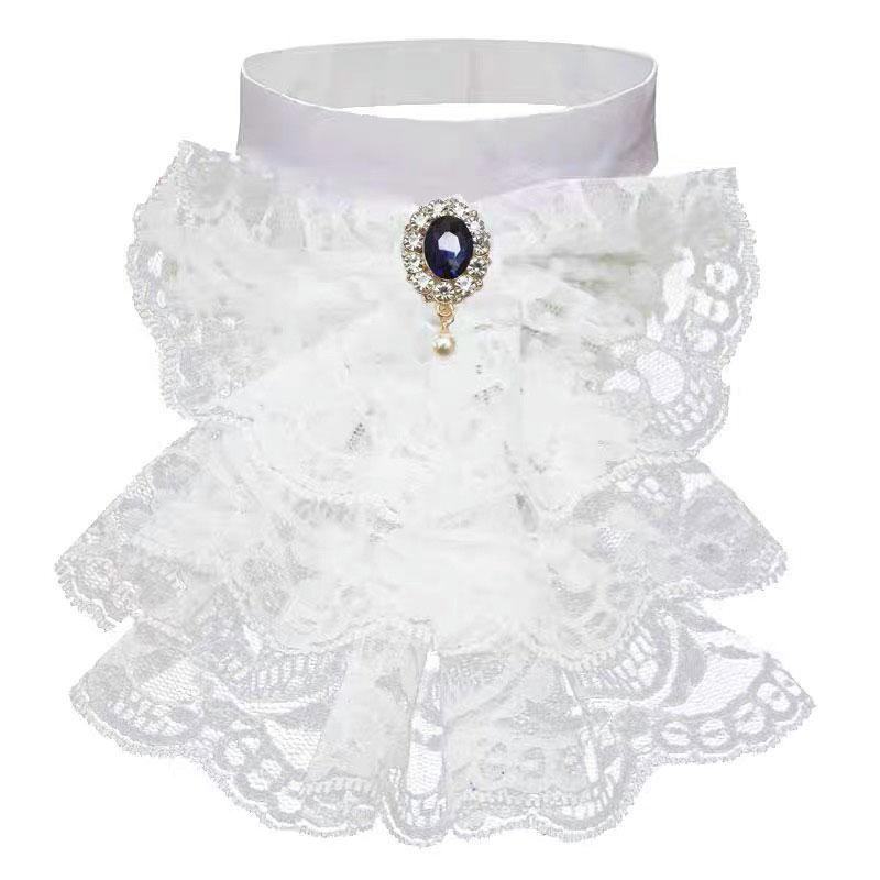 

Съемный воротник-стойка с кружевной отделкой, элегантный винтажный готовый галстук-бабочка, средневековый костюм, передняя часть рубашки, съемный воротник