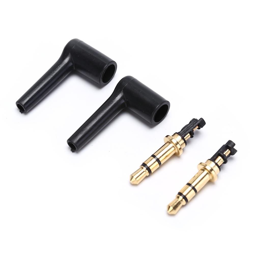 2pcs/lot 90 Degrees 3.5mm Stereo Headset Plug Jack 3 4 Pole 3.5 Gold Plated Black Audio Plugs Jack Adaptor Connector