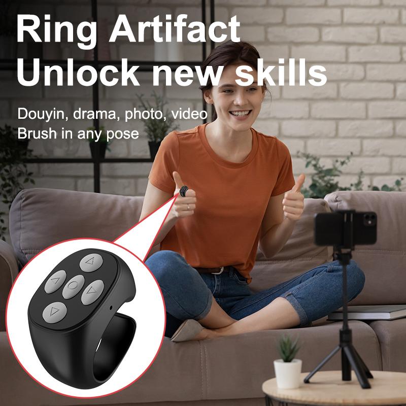 Wireless Bluetooth-compatible Automatic Page Turner Browsing Smart Fingertip Selfie Video Controller Portable for Mobile Phone