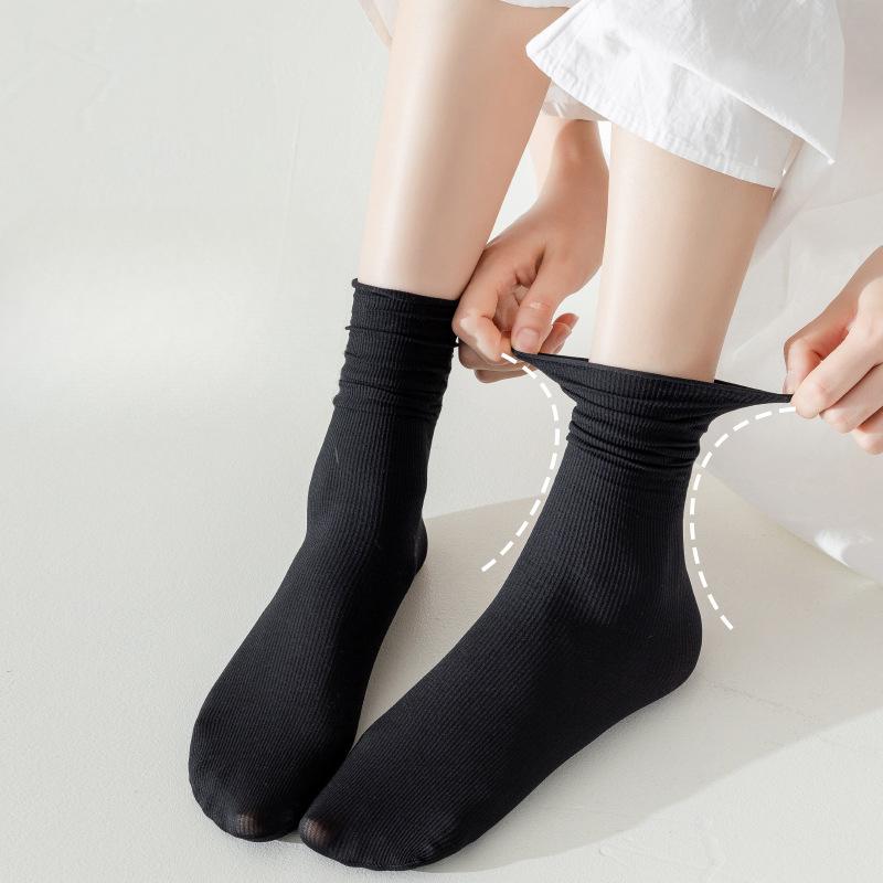 5 Pairs of Socks: Women's Summer Pile Socks, Ice Socks, Velvet Summer Mid-high Stockings, Foot Protection, Ice Stockings