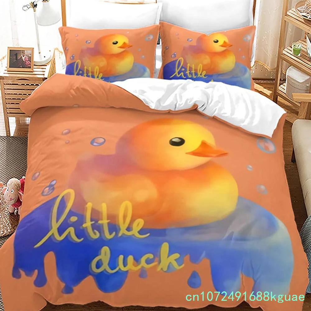 Yellow Duck Bedding Set Single Twin Full Queen King Size Little Duck Bed Set Aldult Kid Bedroom Duvetcover Sets 3D Print