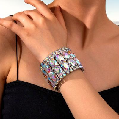 Pulsera elástica de diamantes con personalidad de moda, pulsera de diamantes de imitación con microincrustaciones de lujo, joyería