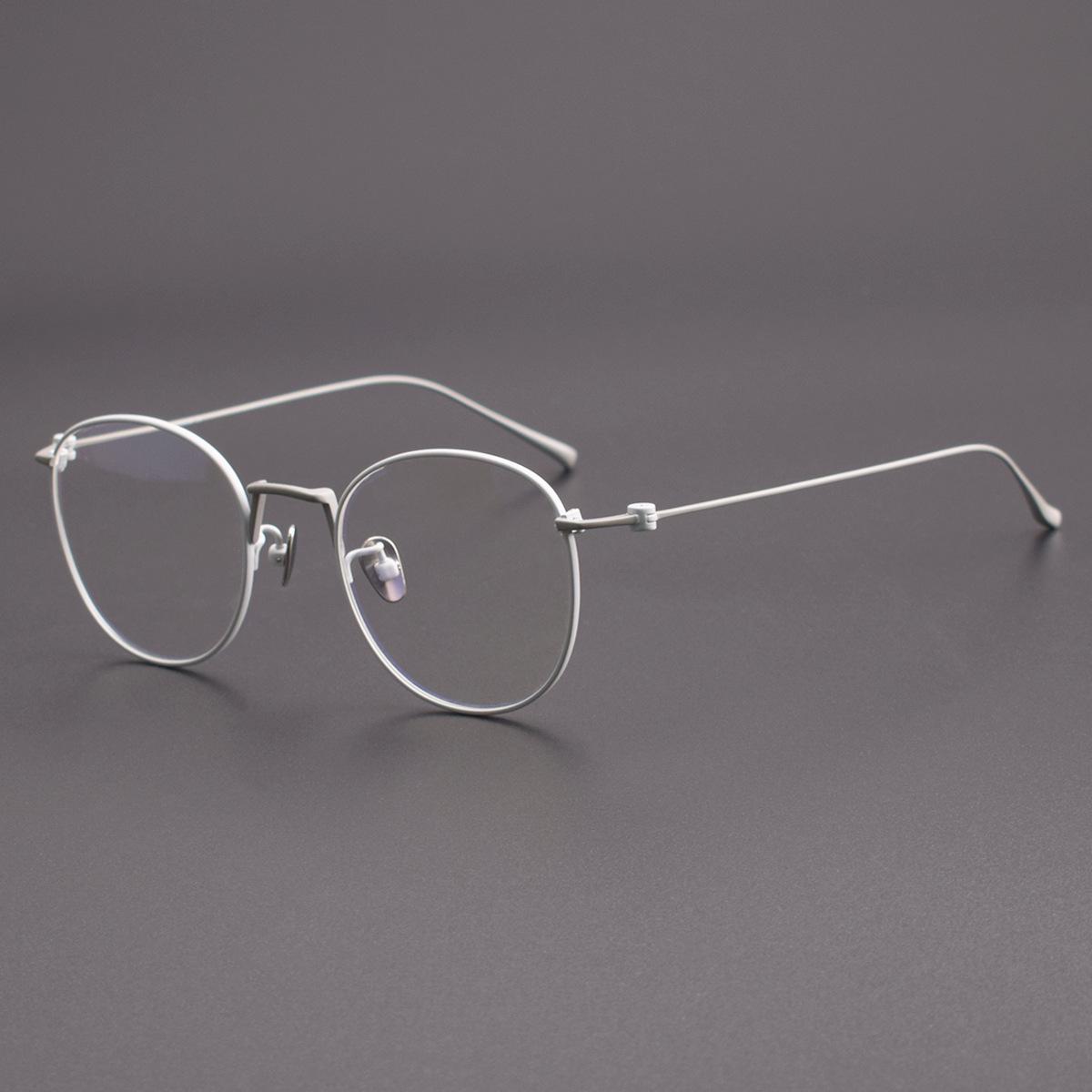 

80856 Сверхлегкая круглая оправа для очков из чистого титана — универсальный двухцветный дизайн для мужчин и женщин, идеально подходит для крупных лиц